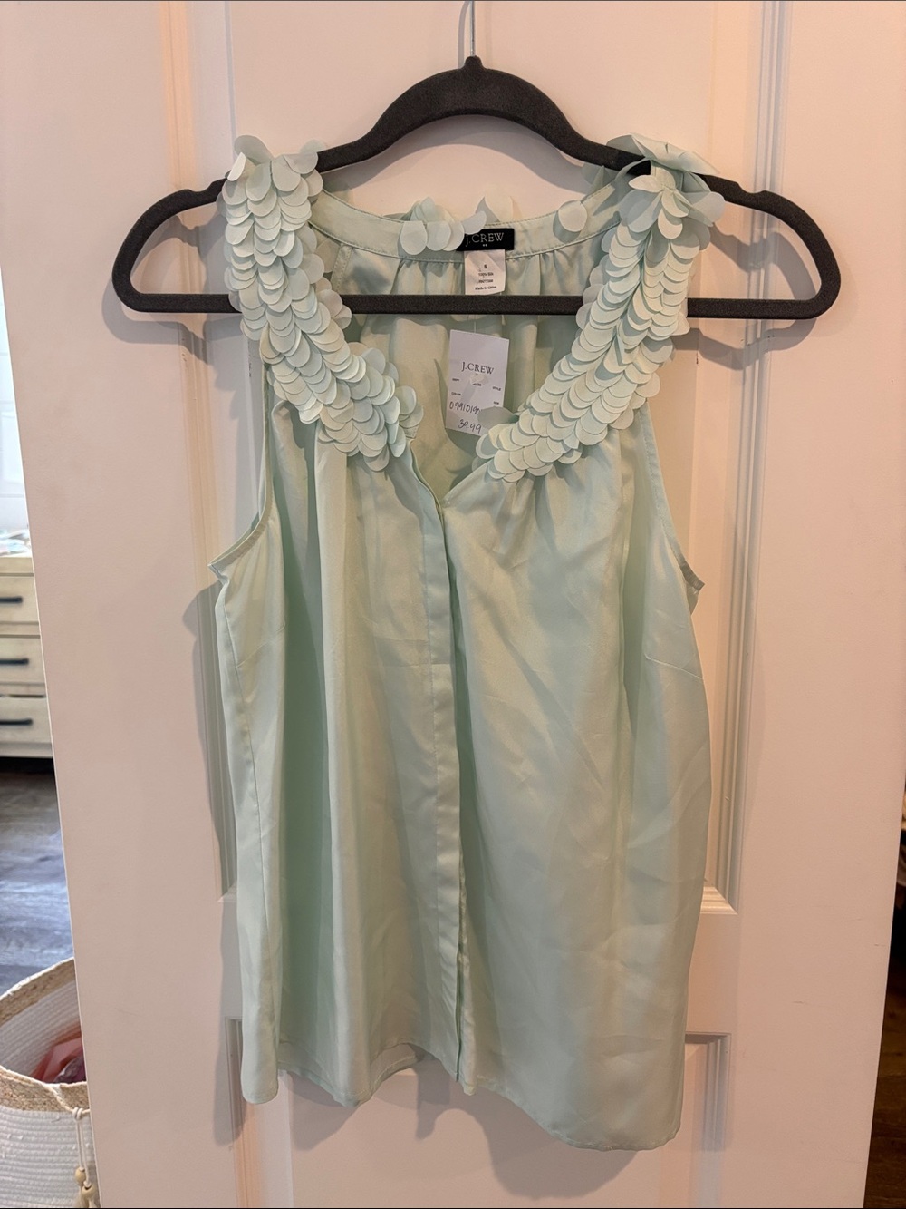 J. Crew Mint Green Petal-Trim Sleeveless Camisole